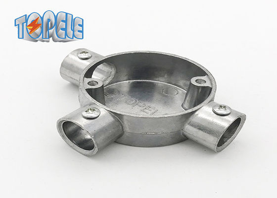 3/4&quot; 1&quot; बीएस31 कंडक्ट एल्यूमीनियम फिटिंग सर्कुलर बॉक्स 3 वे / टी बॉक्स आईएसओ
